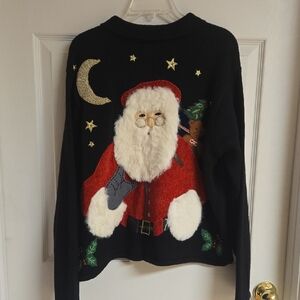 Cozy Black Santa Crewneck Sweater